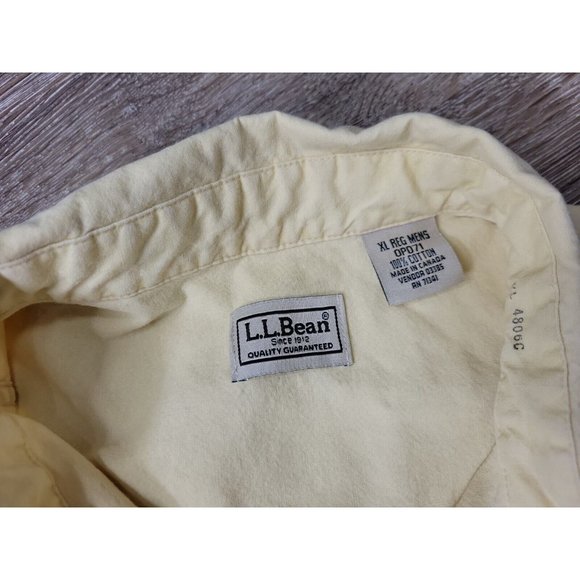 L.L.Bean Men's XL REG Casual Button Shirt Yellow 100% Cotton Chest Pockets SS - Picture 4 of 9